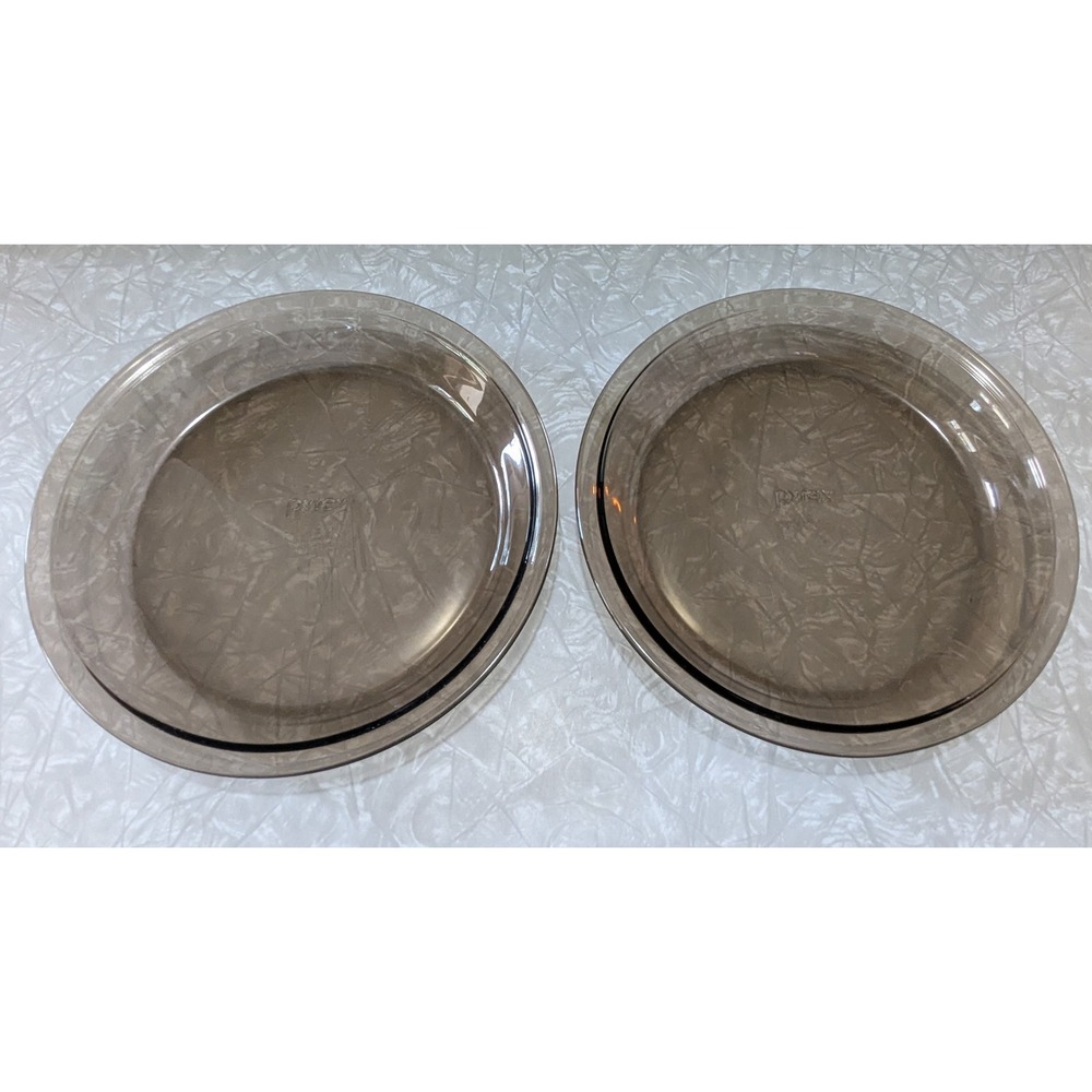 Pyrex 209 9 Inch Amber Brown Glass Pie Plates Vintage Set of 2 Made in USA